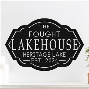 Personalized Lake House Steel Sign- Black