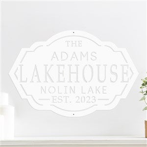 Personalized Lake House Steel Sign- White