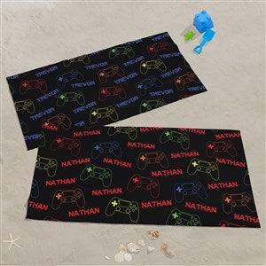 Neon Gaming Personalized Beach Towel - 48102