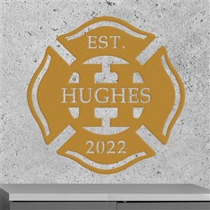 Custom Firefighter Monogram Steel Sign- Gold