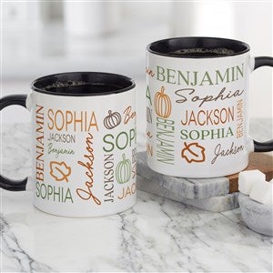 Fall Repeating Name Personalized Coffee Mugs