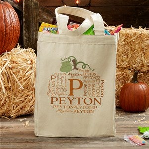 Fall Repeating Name Personalized Canvas Tote Bag - Small