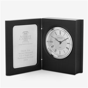 Engraved Logo Black Small Book Clock and Keepsake - 48242