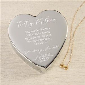 Floral Message To Mom Personalized Heart Jewelry Box & Gold Infinity Necklace