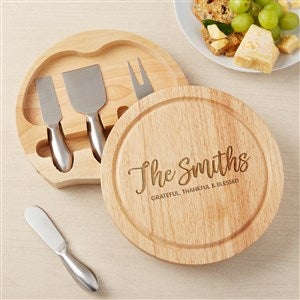 Seasonally Script Personalized Round Cheese Board & Tool Set - 48358