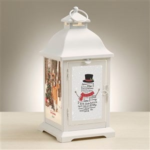 Snowman Repeating Name Personalized White Metal LED Lantern - 48436