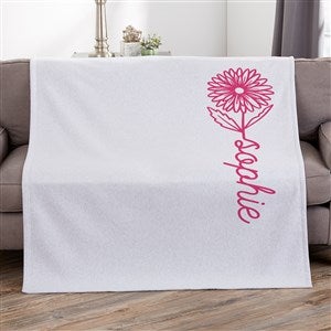 Birth Flower Name Personalized Sweatshirt Blanket - 50x60