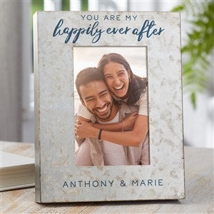 Happily Ever After Personalized Metal Wedding Picture Frame - Vertical