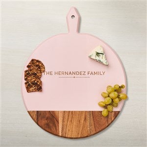 Personalized Acacia Pink Round Board With Handle-Family Name