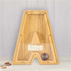 Personalized Wood Letter Bank - Small - 48633D