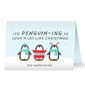 Cheery Penguins Personalized Christmas Card - 48694