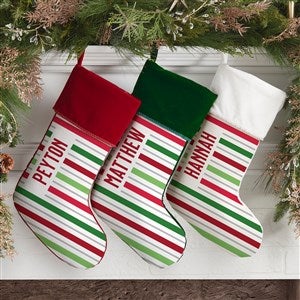 Holiday Stripes Personalized Christmas Stockings - 48703