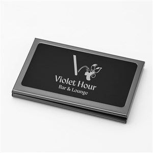 Engraved Logo Gunmetal & Black Matte Business Card Case - 48712