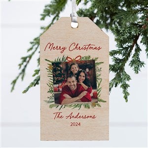 Holiday Moments Personalized Photo Wood Tag Ornament - 48803