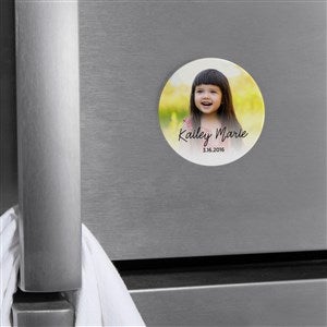 Photo, Name & Date Personalized Metal Round Magnet - 48818