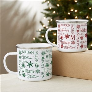 Christmas Snowflake Repeating Name Personalized Enamel Mug - 48907