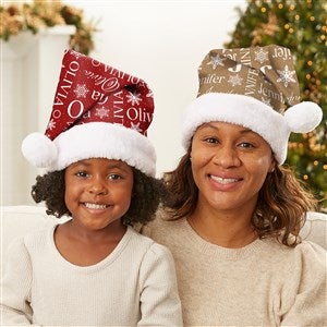 Christmas Snowflake Repeating Name Personalized Santa Hat - 48912