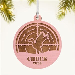 Hunting Personalized 2 Piece Wood Ornament- Pink Stain