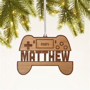 Gamer Personalized Wood Ornament- Natural