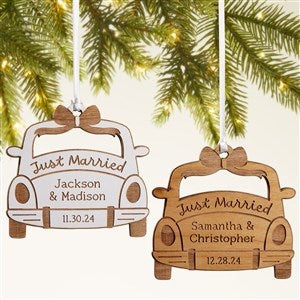 Just Married Personalized Wood Ornament - 49075