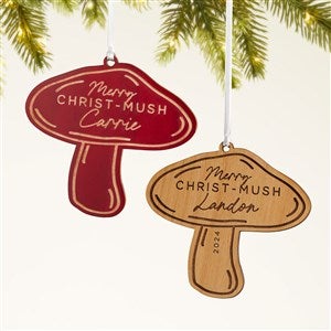 Merry Christ-Mush Personalized Mushroom Wood Ornament - 49078