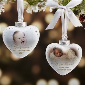 Starburst Baby's First Christmas Personalized Deluxe Heart Ornament - 49234