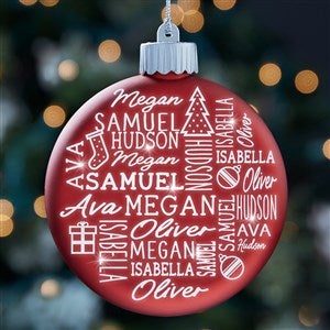 Holiday Repeating Name Personalized LED Glass Ornament - 49331