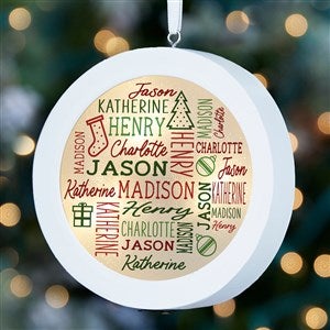 Holiday Repeating Name Personalized LED Light Ornament - 49332