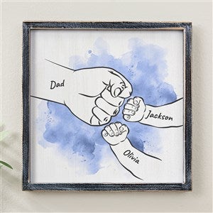 Dad's Fist Bump Personalized Barnwood Frame Wall Art - 12x12 Black