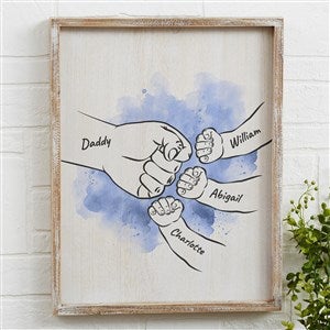 Dad's Fist Bump Personalized Barnwood Frame Wall Art - 14x18 Black