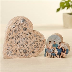 Blooming Heart Personalized Wood Heart Keepsake Gift - 49438