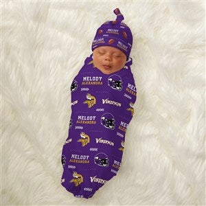 NFL Minnesota Vikings Personalized Baby Hat & Receiving Blanket Set - 49455