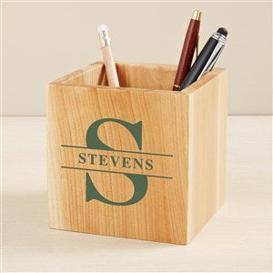 Lavish Last Name Personalized Wooden Pencil Holder - 49460
