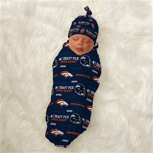 NFL Denver Broncos Personalized Baby Hat & Receiving Blanket Set - 49464