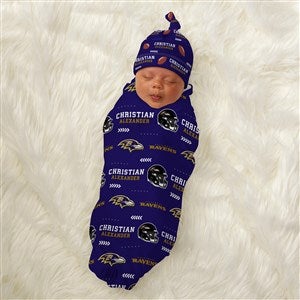 NFL Baltimore Ravens Personalized Baby Hat & Receiving Blanket Set - 49487