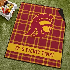 NCAA USC Trojans Personalized Plaid Picnic Blanket - 49548