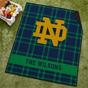 NCAA Notre Dame Fighting Irish Personalized Plaid Picnic Blanket - 49565
