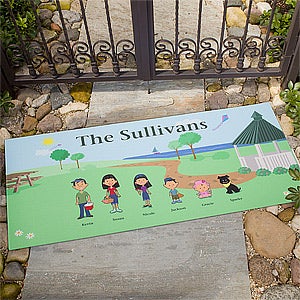 Large Personalized Doormats   Spring Family Illustrated Characters