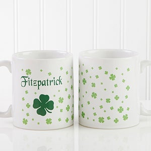 Irish Clover Personalized Coffee Mug 11 oz.- White