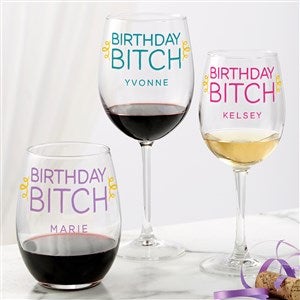 Birthday B*tch! Personalized Wine Glass Collection - 49978