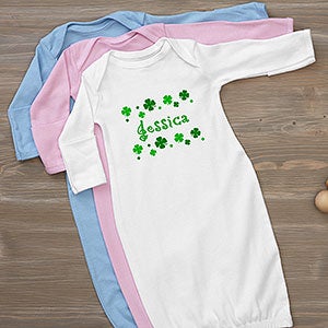 Lucky Clover Personalized Baby Gown