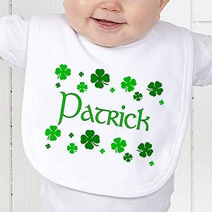 St Patricks Day Irish Shamrock Personalized Baby Bib