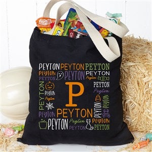 Halloween Repeating Name Personalized Black Treat Bag - 50489