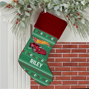 Hot Wheels? Holiday Personalized Burgundy Stocking