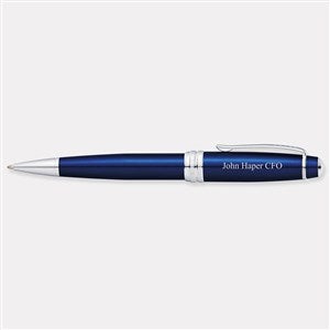 Engraved Logo Cross Bailey Blue Lacquer & Chrome Ballpoint Pen - 50531