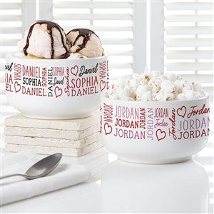 Repeating Name Heart Personalized 14 oz. Snack Bowl - 50577