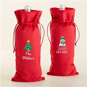 Christmas Characters Personalized Velvet Wine Tote - 50766