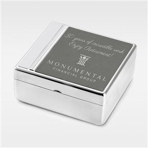 Custom Retirement Logo Silver and Gunmetal Keepsake Box - 51264