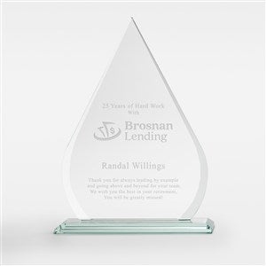 Custom Retirement Logo Glass Tear Drop Award - Large - 51291