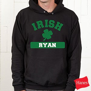 Personalized Irish Shamrock Black Hooded Sweatshirt